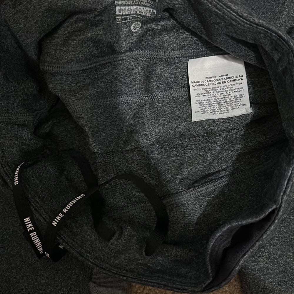 NIKE DRI-FIT Power Running Midrise Crop XS Mesh Legging Black White Grey - Picture 5 of 5